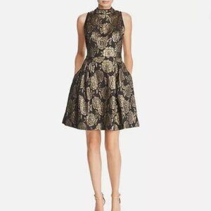 Nanette Lepore Black and Gold Floral Dress